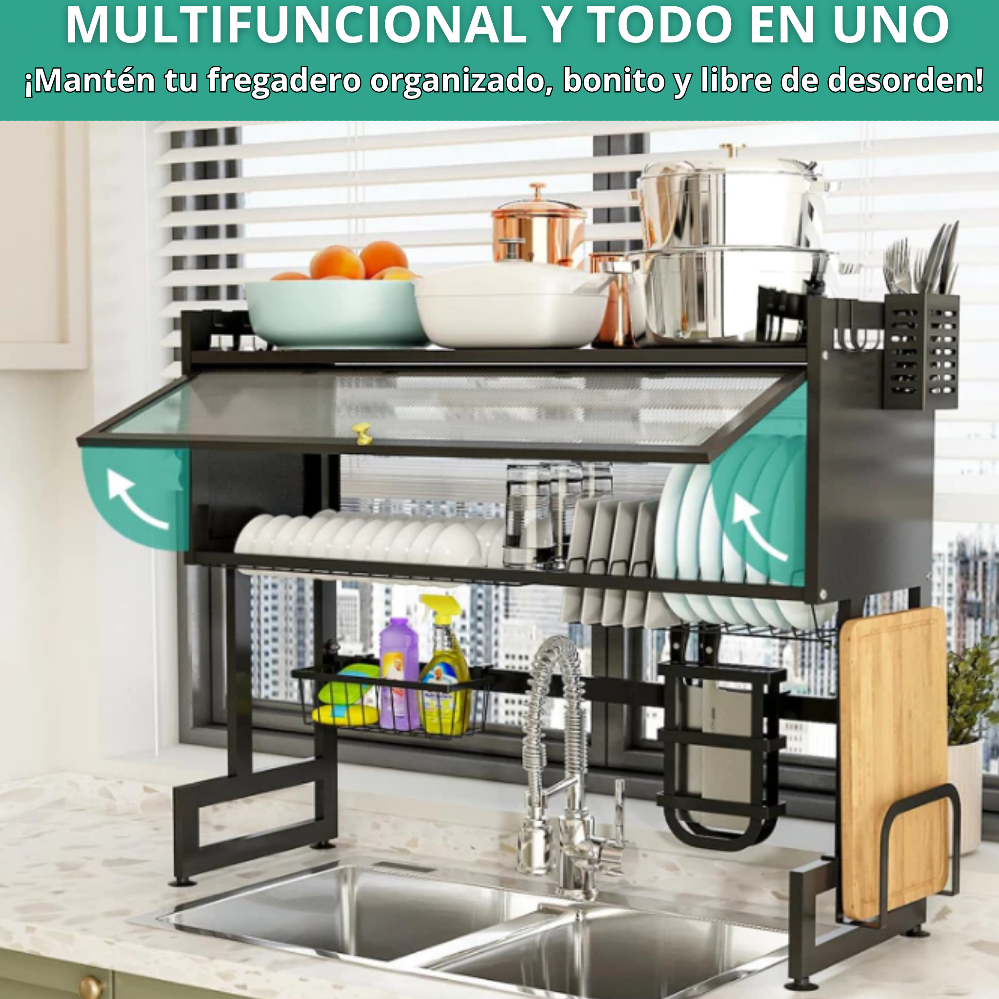 ESCURRIDOR Y ORGANIZADORES PREMIUM DE 2 PISOS: Ahorre Espacio Con Estilo 🖤 (65CM ancho)