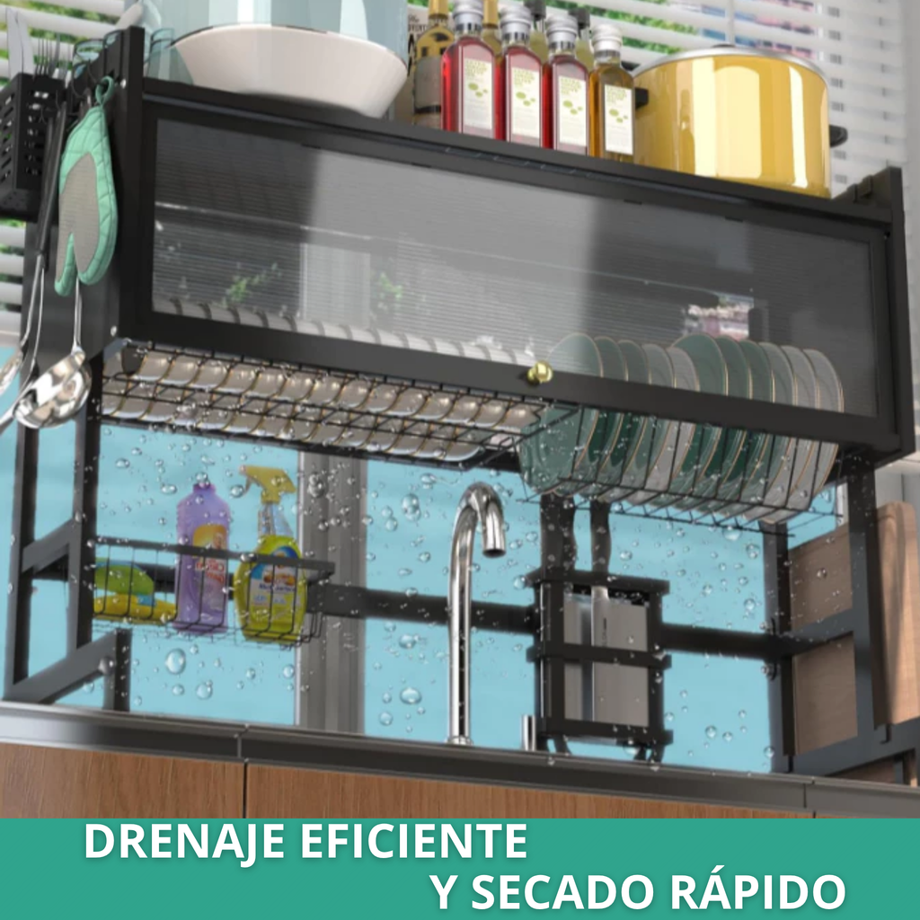 ESCURRIDOR Y ORGANIZADORES PREMIUM DE 2 PISOS: Ahorre Espacio Con Estilo 🖤 (65CM ancho)