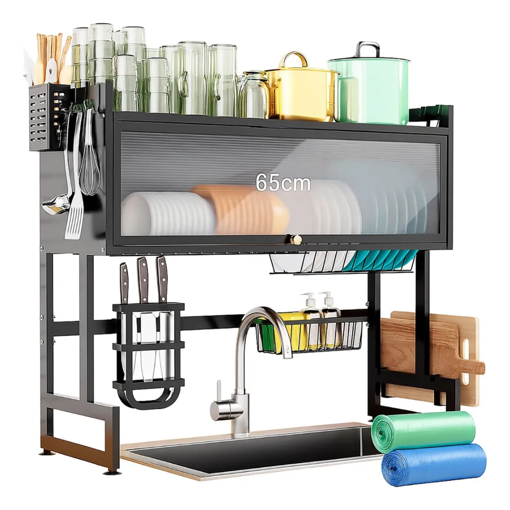 ESCURRIDOR Y ORGANIZADORES PREMIUM DE 2 PISOS: Ahorre Espacio Con Estilo 🖤 (65CM ancho)